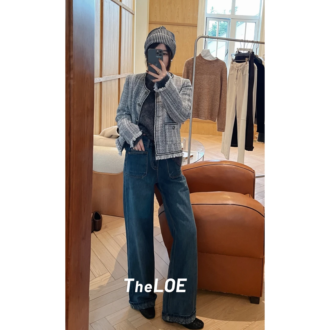 TheLOE/【腰果牛仔 】休闲简约高级感高腰牛仔裤#LE-2317