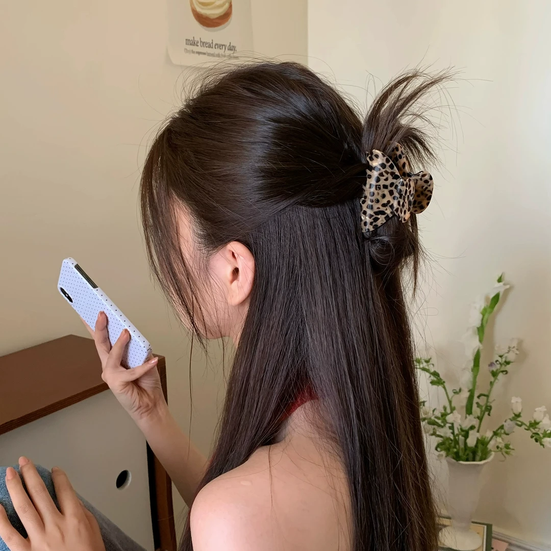 芒果饰品早秋法式复古豹纹抓夹女后脑勺发夹气质高级感发卡发饰