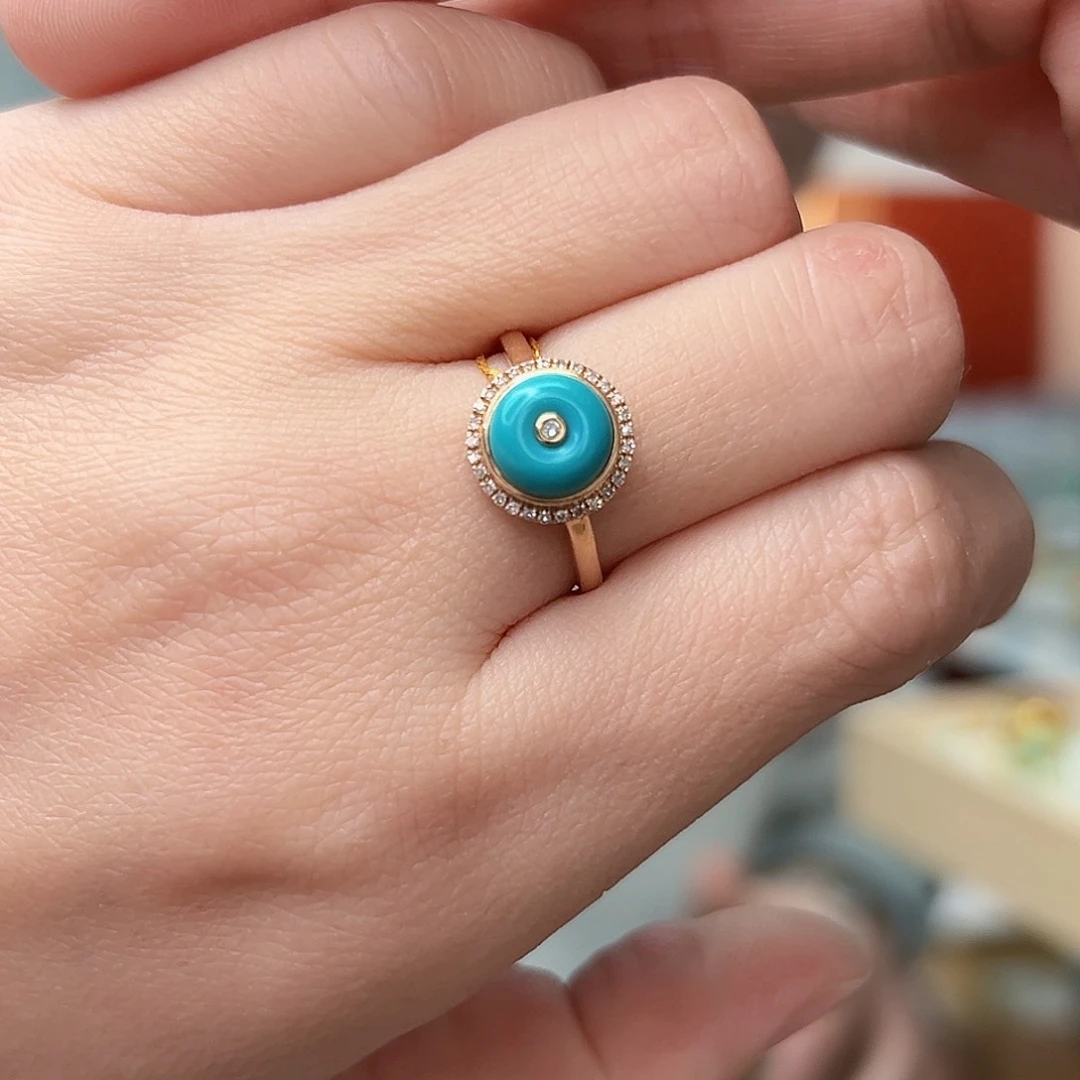 绿松石珠宝奇石18K金镶嵌