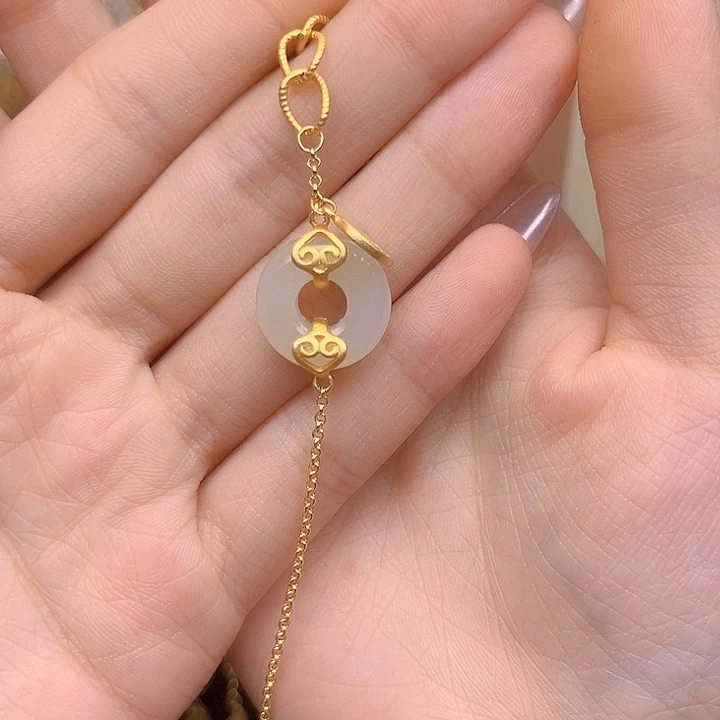 手链银S925镀金镶嵌和田玉