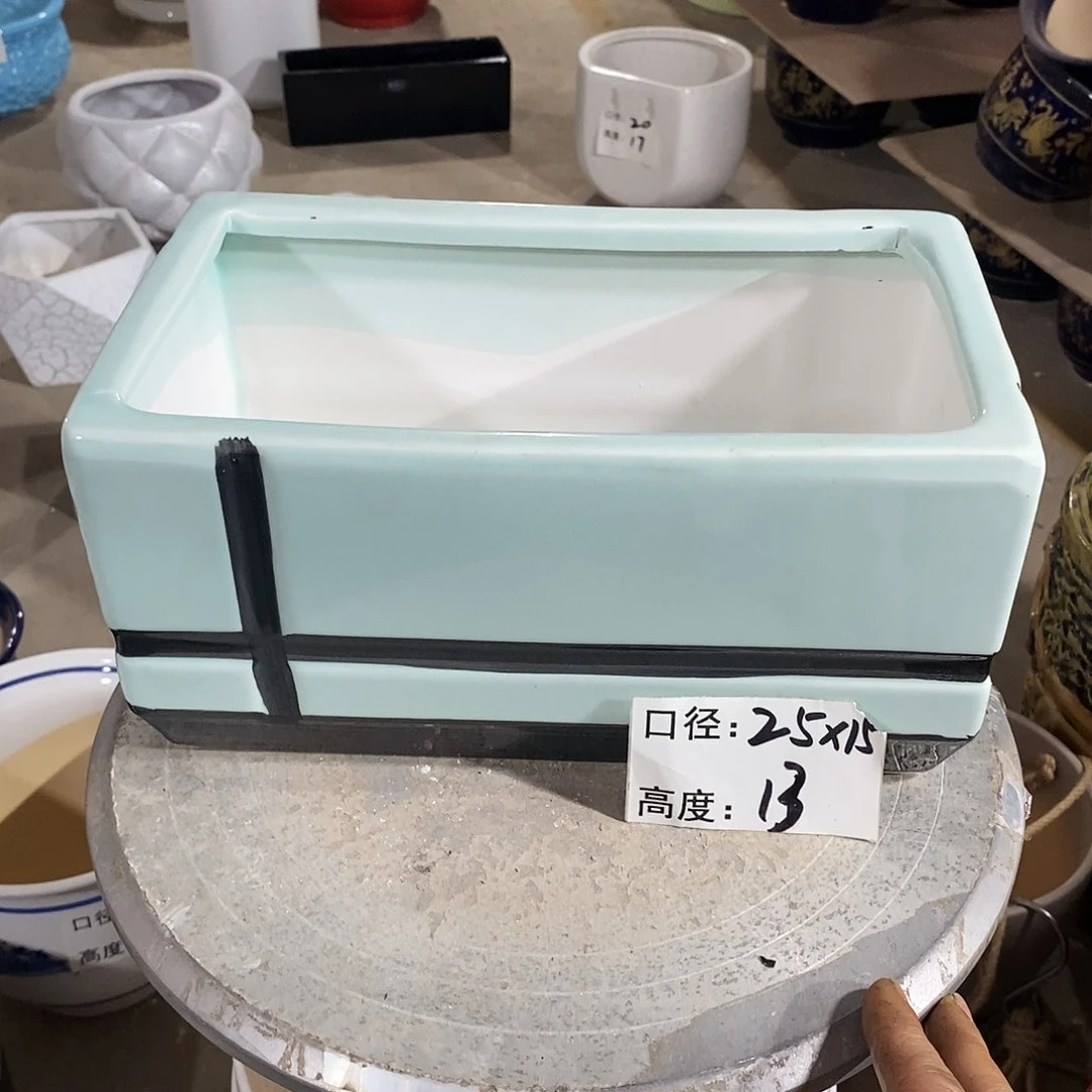 【闪购商品】陶瓷微瑕花盆-大号长方盆-1号1个裂口