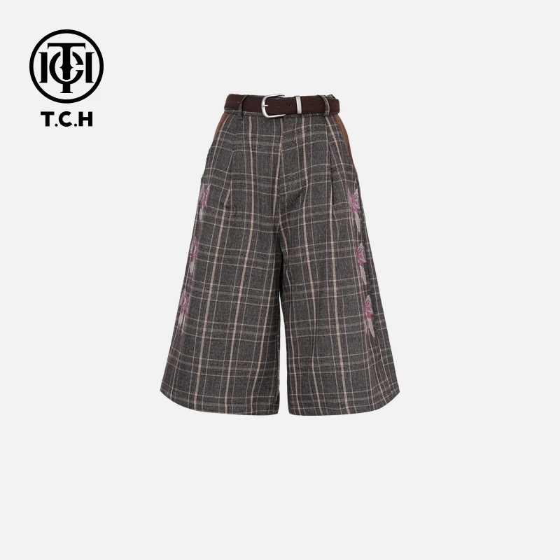 TCH秋款烫钻时尚休闲百搭蝴蝶结短裤女T75C21E5008轻奢tch