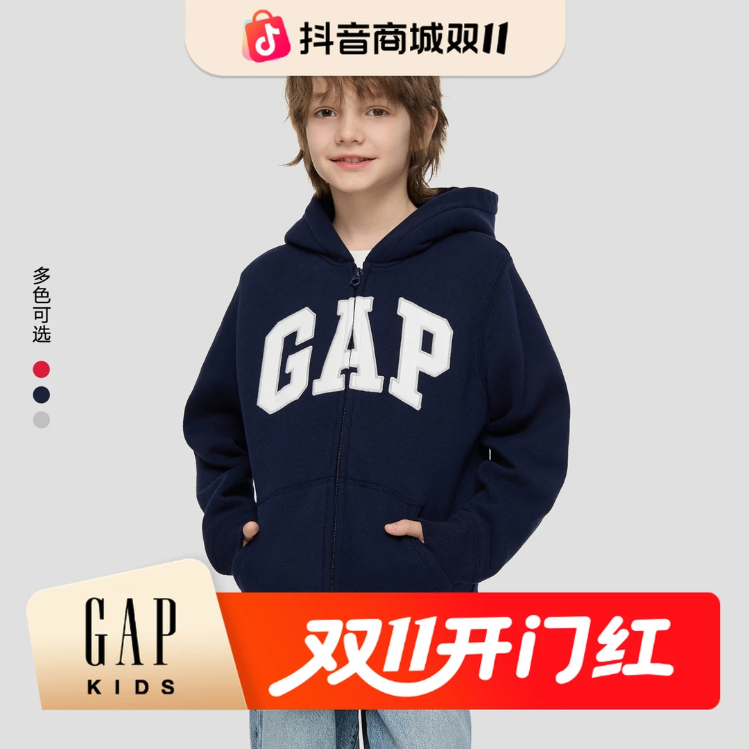 Gap男女童2025秋季新款羊羔绒拉链连帽卫衣美版 DR 789866/791280