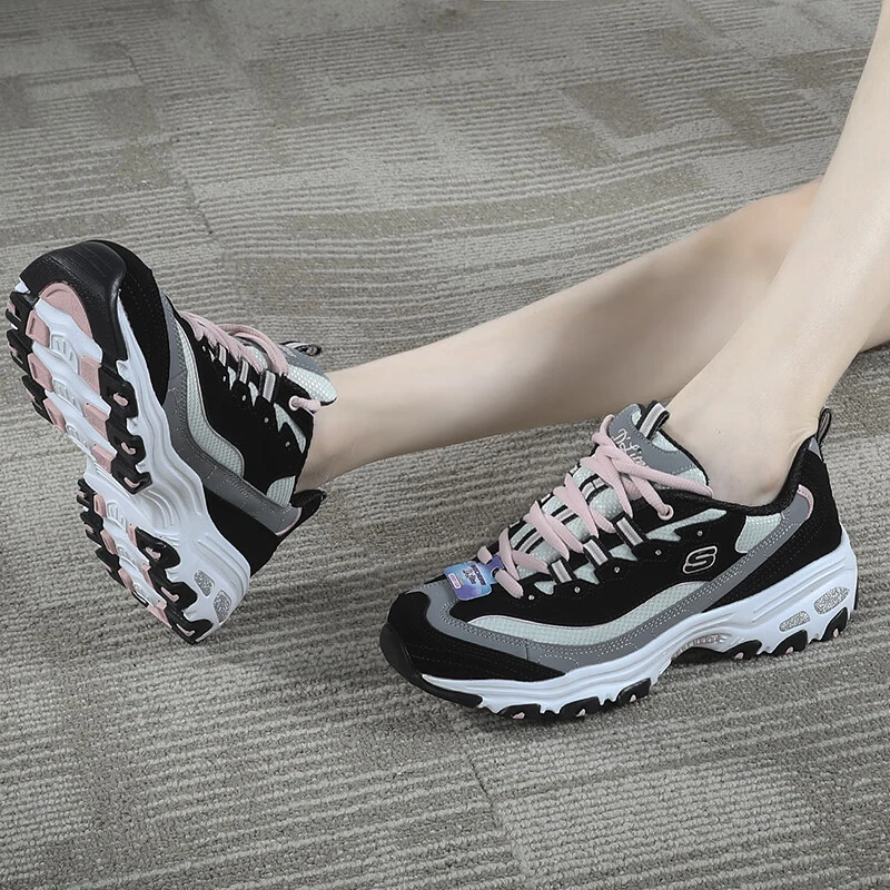 斯凯奇秋冬季女鞋老爹鞋时尚女士复古厚底防滑熊猫鞋拼色运动鞋