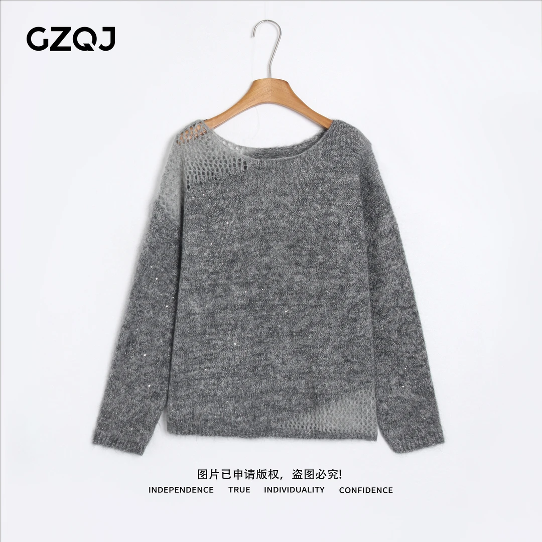 老琴私服【浮绒透影】欧若风慵懒风设计圆领高级马海毛毛衣女70585