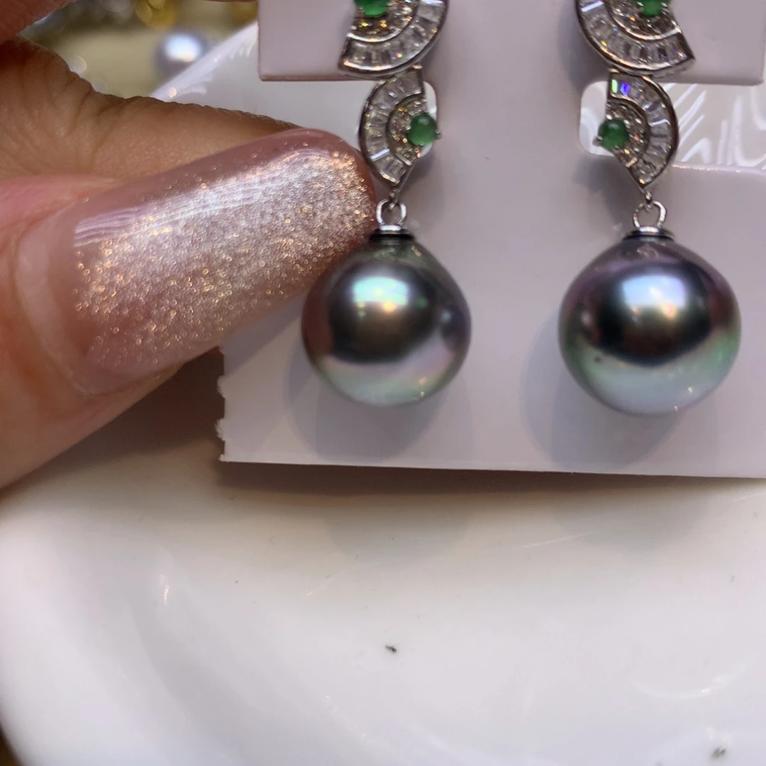 银S925镶嵌耳饰海水珍珠