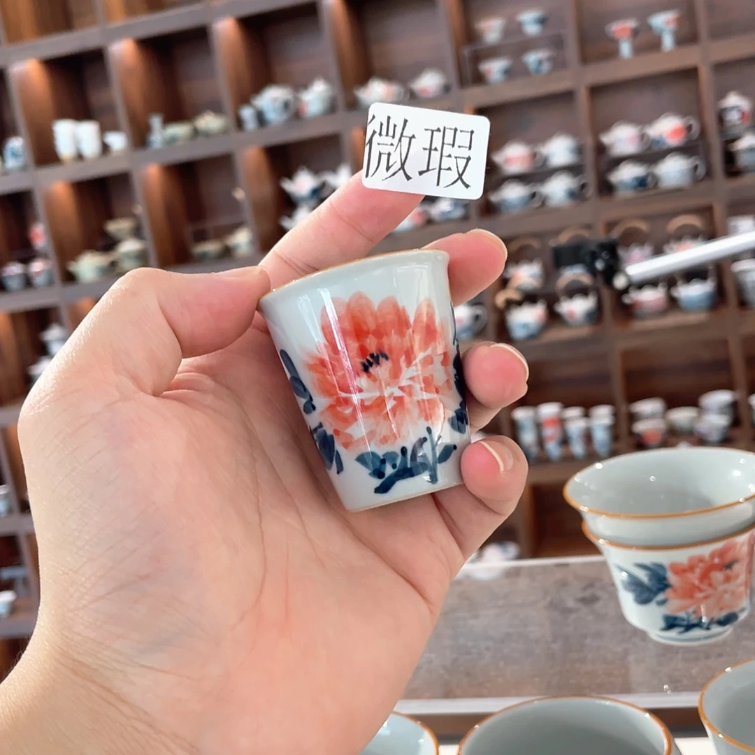 釉下手绘茶具微瑕