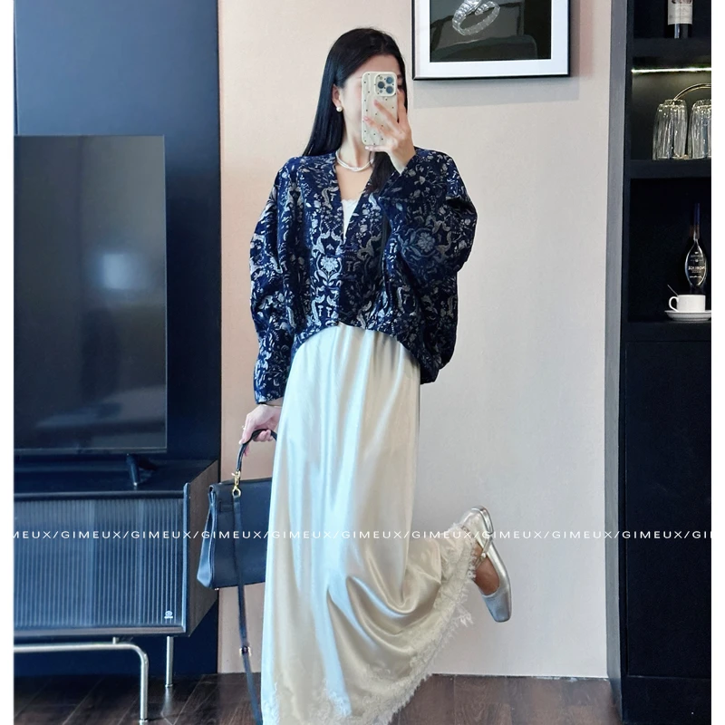 新中式国风蕾丝拼接半身裙女2025新款高级感复古气质优雅一整套夏