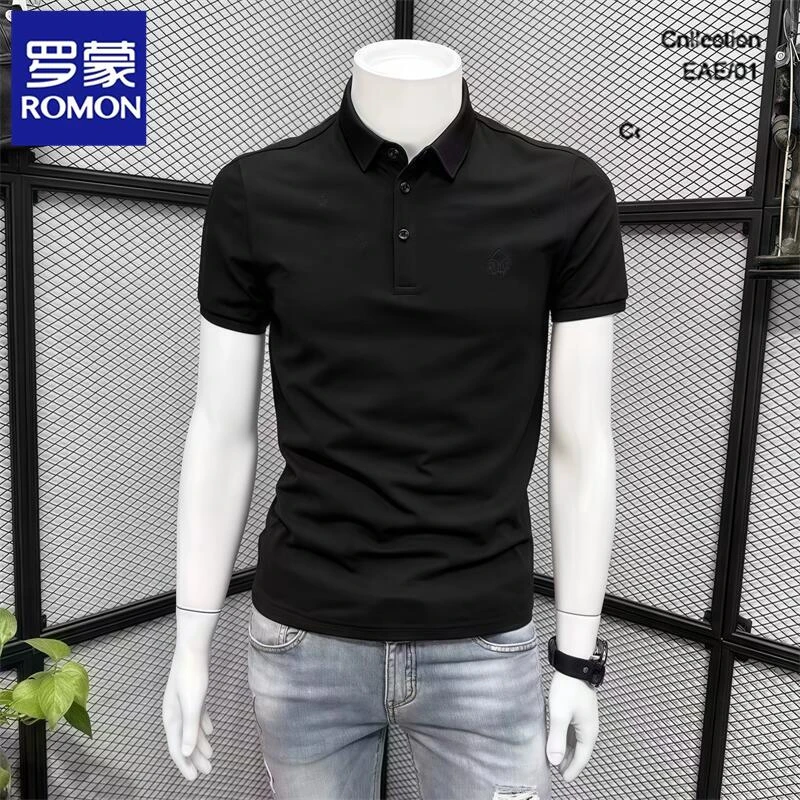 罗蒙夏季新款潮流刺绣POLO衫男短袖t恤欧货休闲百搭半袖修身翻领T
