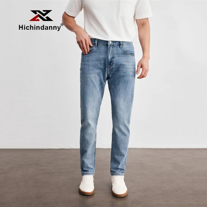 HICHIN休闲宽松牛仔裤男士夏季薄款运动裤直筒裤水洗弹力牛仔长裤