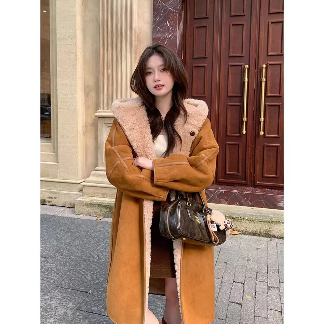 松弛主义 2025秋冬季毛毛外套双面穿麂皮绒加厚冬季外套