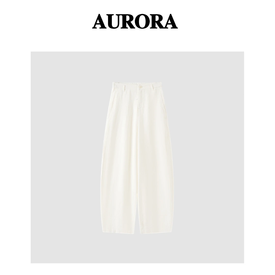 【AURORA】新款时尚百搭遮肉显瘦亚麻休闲裤女350