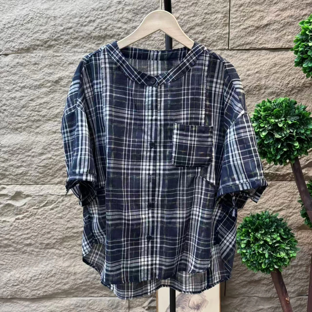 9304新款夏季文艺百搭减龄格子衬衫QZ