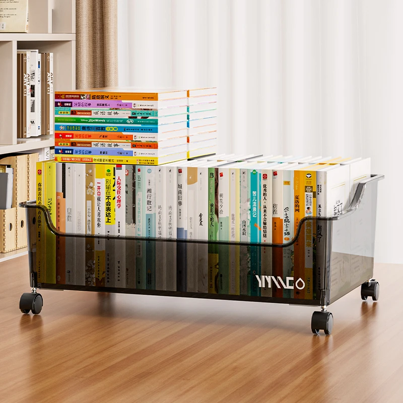 桌下书本收纳箱书包滑轮可移动书箱学生教室用家用放书收纳盒书架