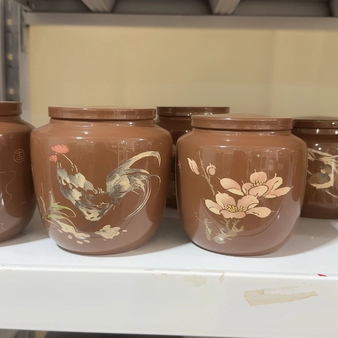 缸011建水紫陶小茶罐一对