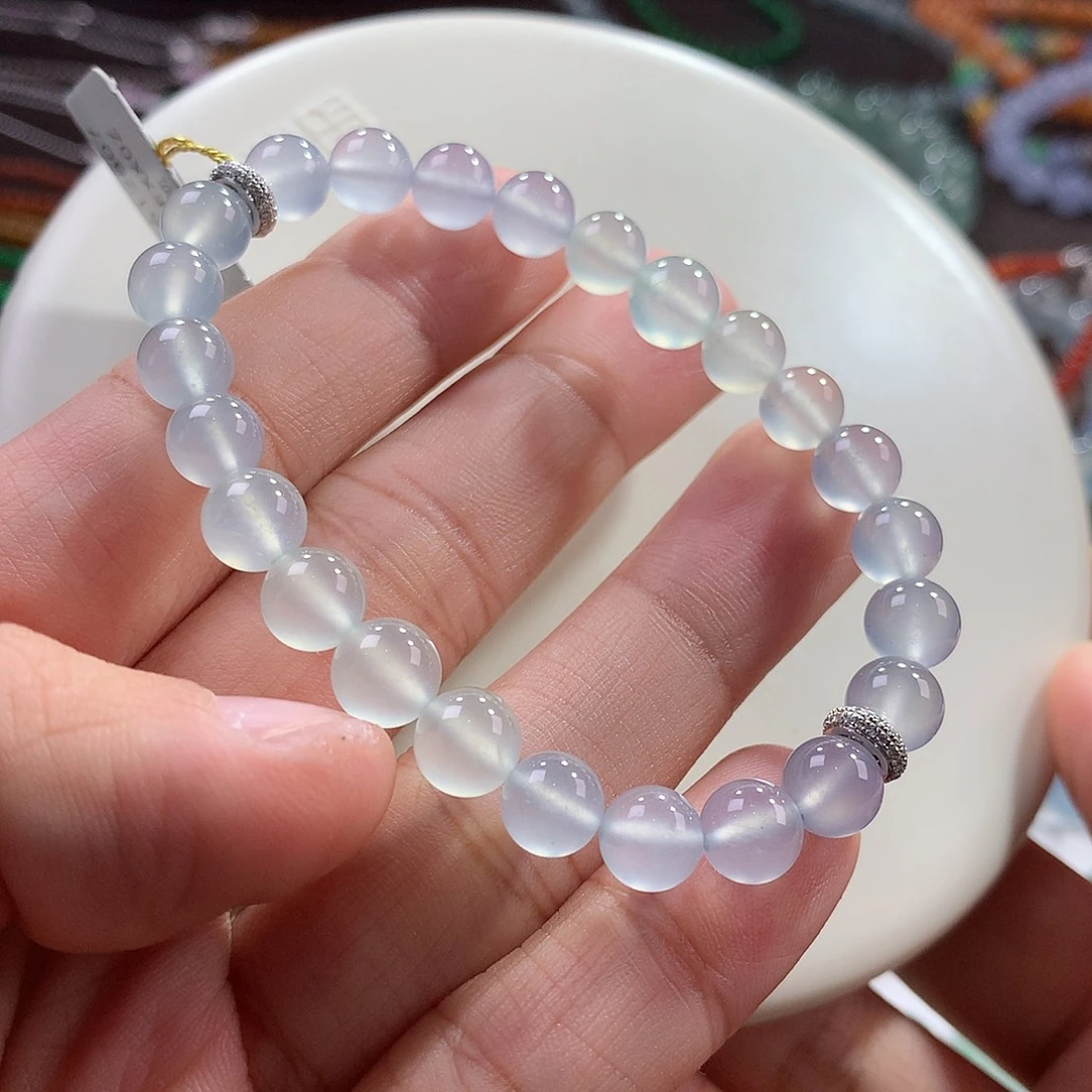 翡翠未镶嵌手链高冰玻幻彩纯净冰胶单圈卡6.8~7.5