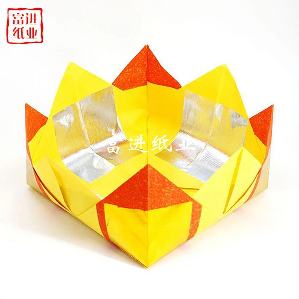 手工折纸金色银色盘莲花盘10寸盘尺寸20×24cm深约18cm