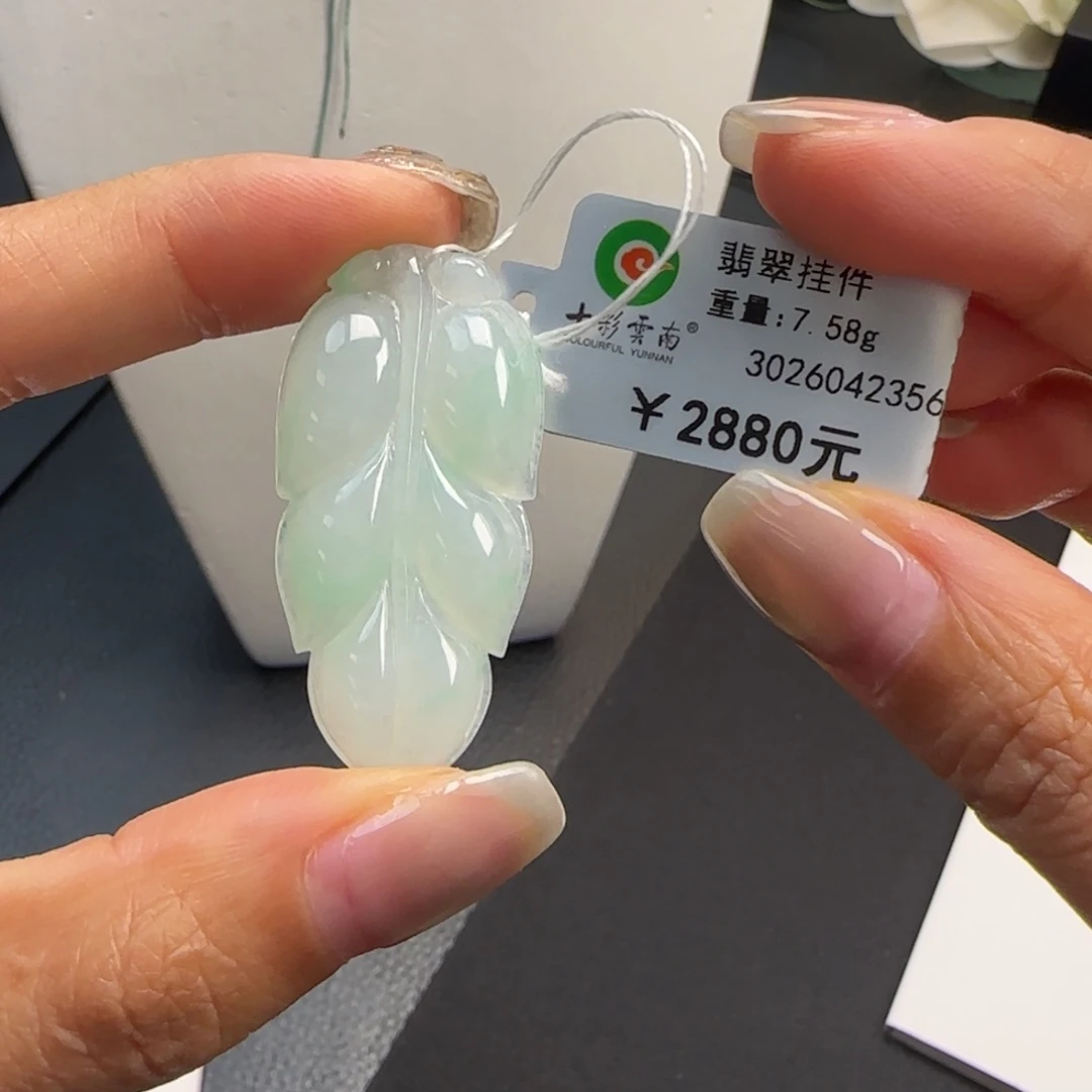 翡翠未镶嵌吊坠(不含链)飘翠叶子