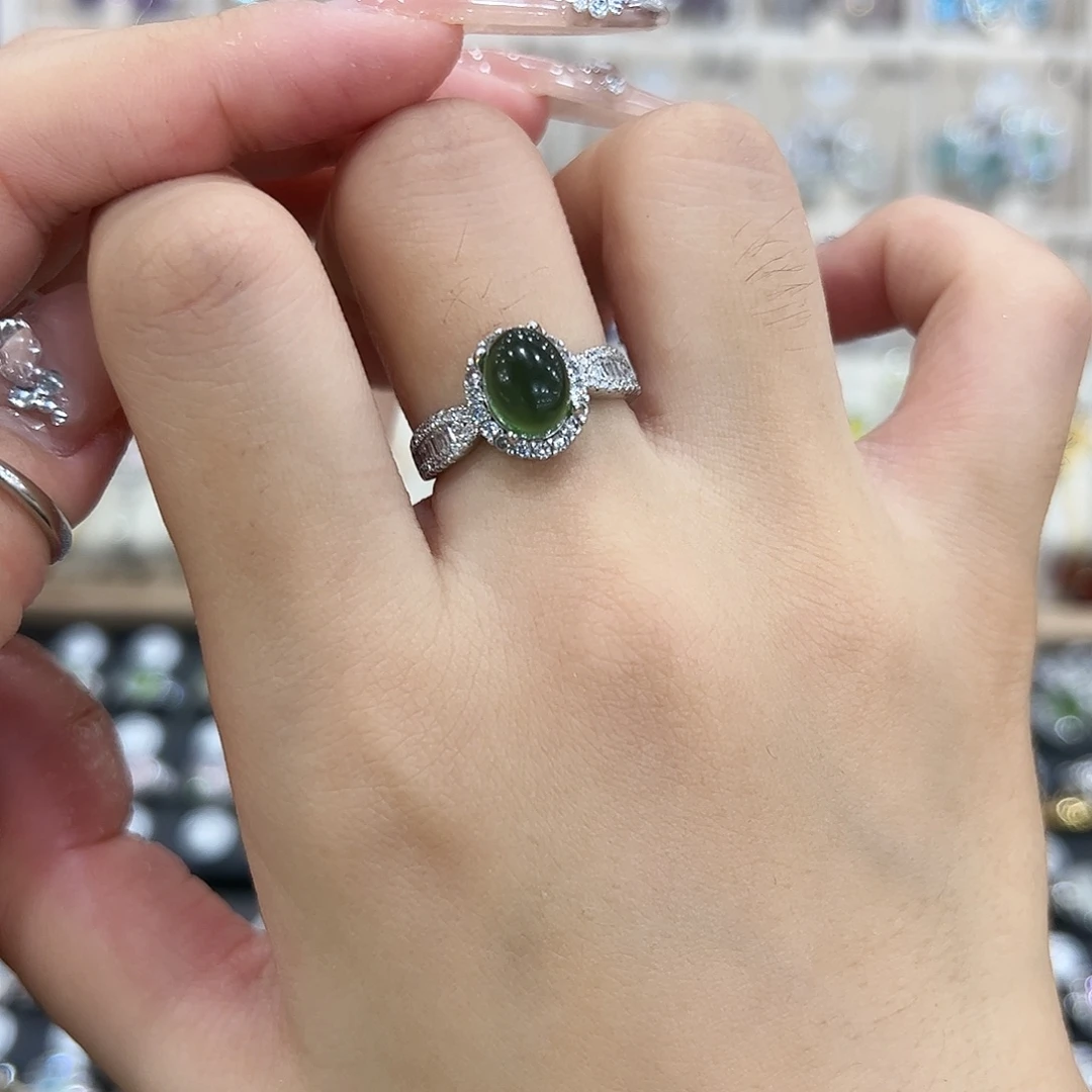 h***喜岫玉银S925镶嵌戒指