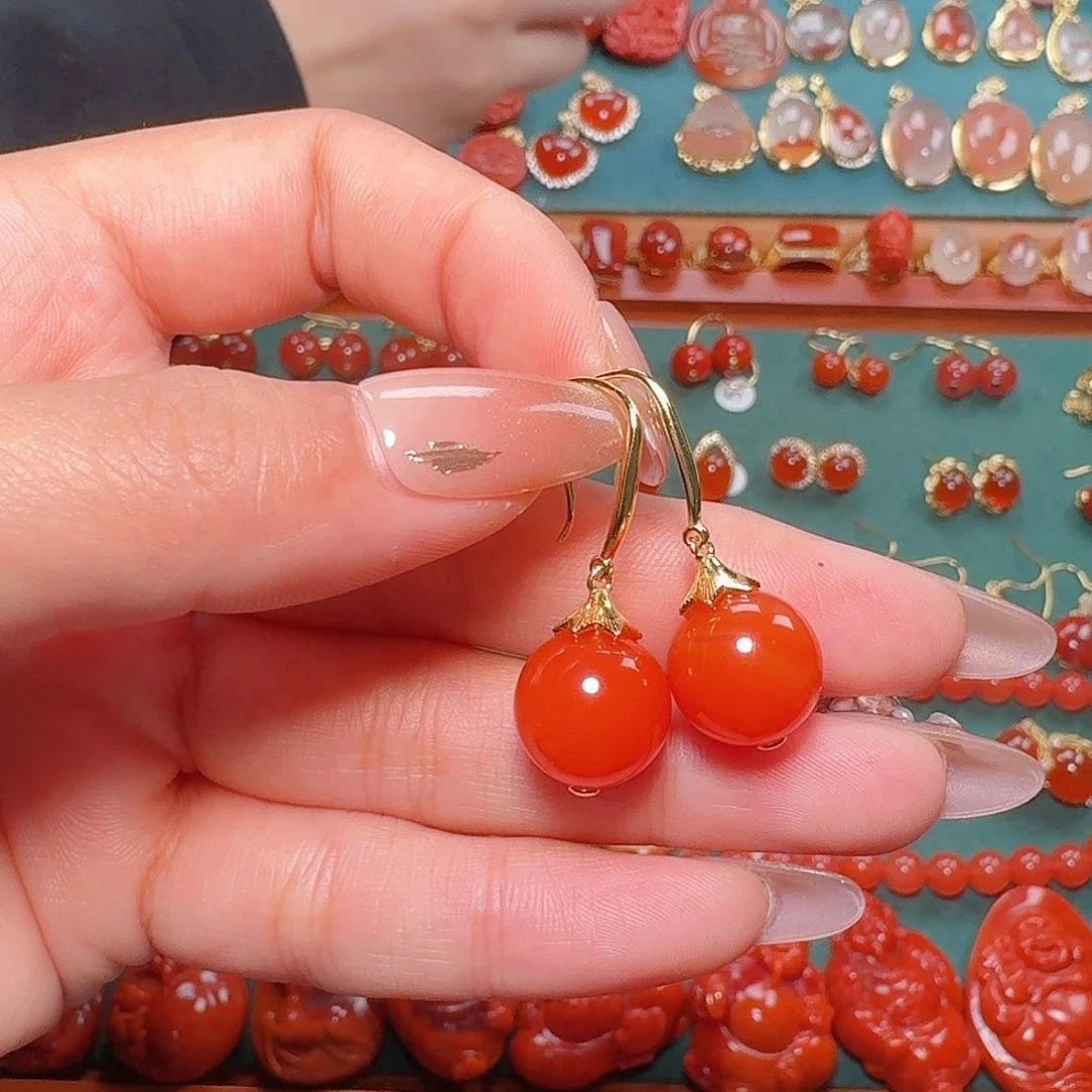 南红玛瑙银S925镶嵌12+