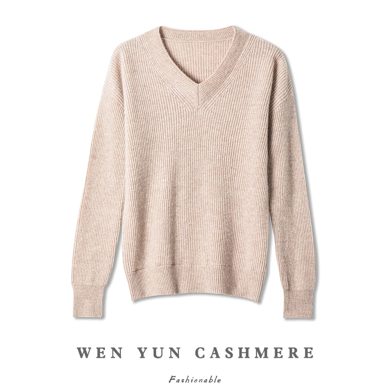 【山羊绒】软糯加厚V领羊绒打底衫女套头针织毛衣 断 机敏  CA111