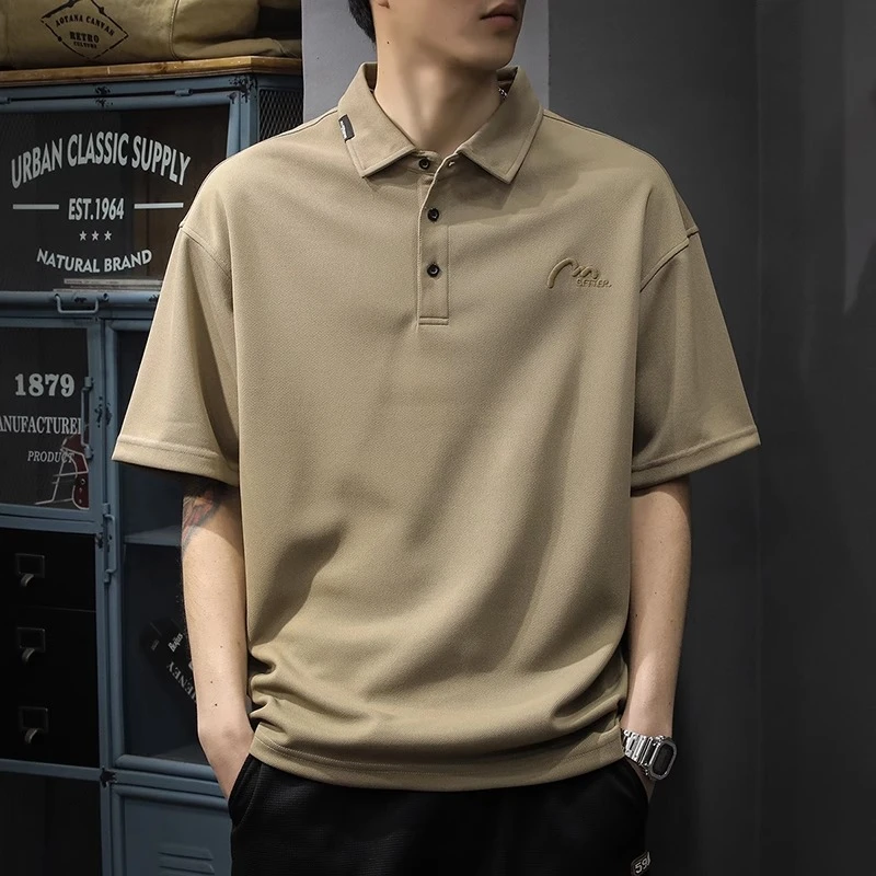 姆尔丘顿MERCUTON夏季新款刺绣男士休闲短袖POLO衫潮牌宽松半袖衫