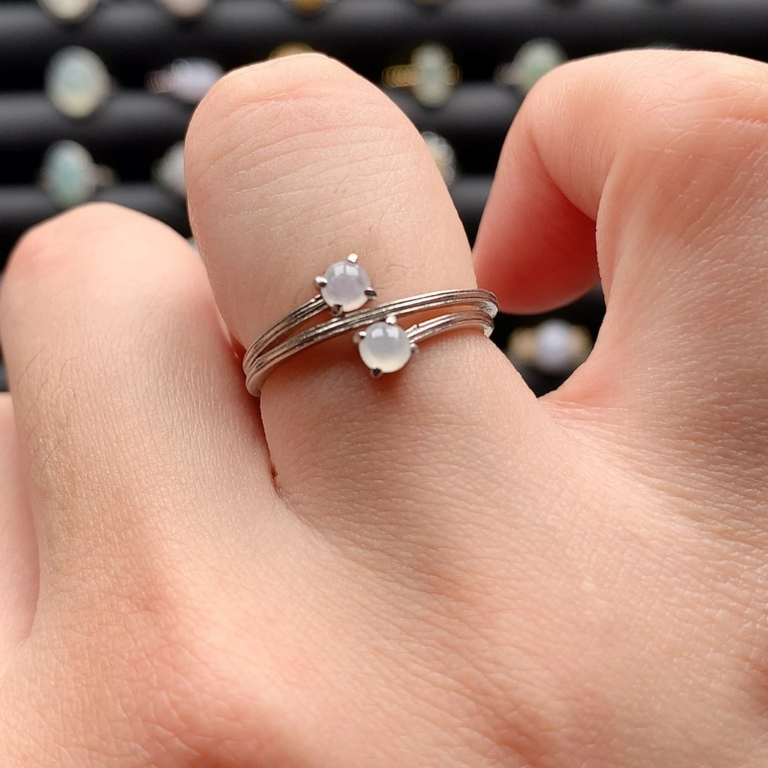 翡翠戒指银S925镶嵌0064