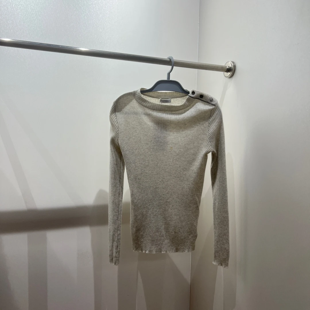 99新 Brunello Cucinelli/布鲁内洛·库奇内利 dec112钉珠羊绒长袖