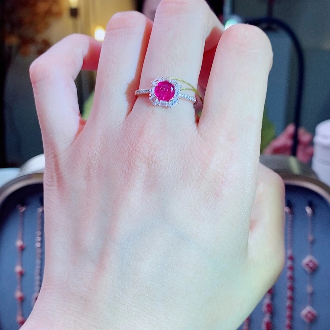 戒指银S925镶嵌碧玺