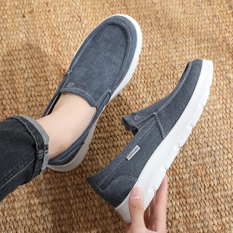 男士休闲鞋一脚蹬懒人鞋牛仔布透气春夏季百搭老北京布鞋男大码鞋