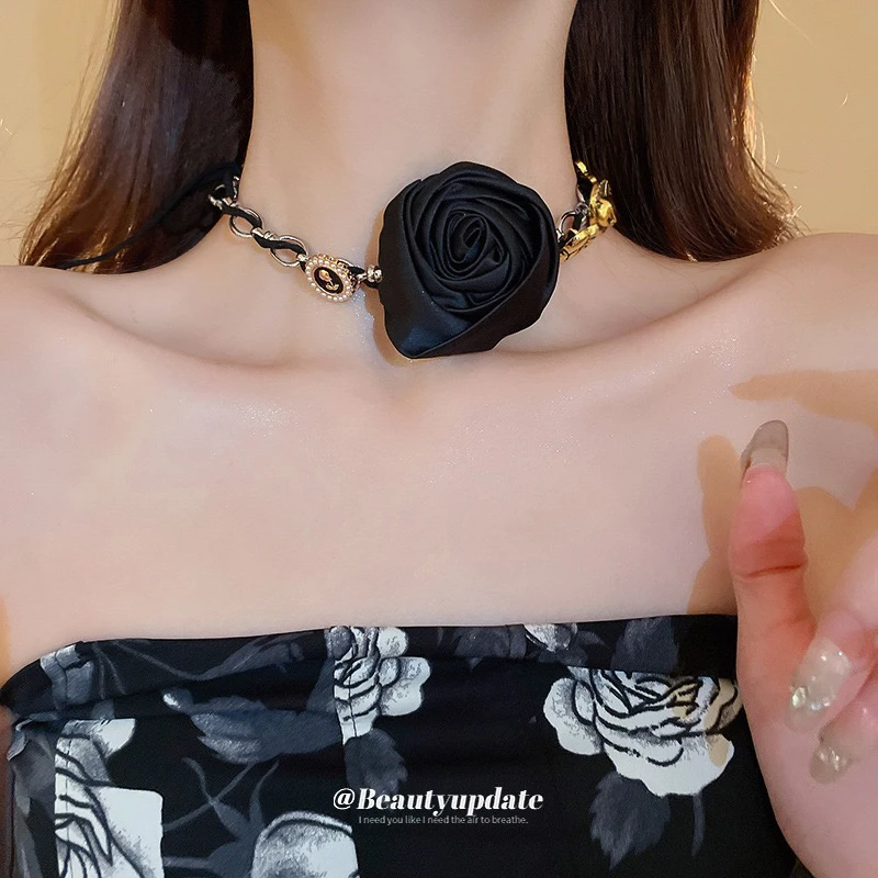 合金项链 欧美夸张高级感花朵项链轻奢气质时尚choker颈链