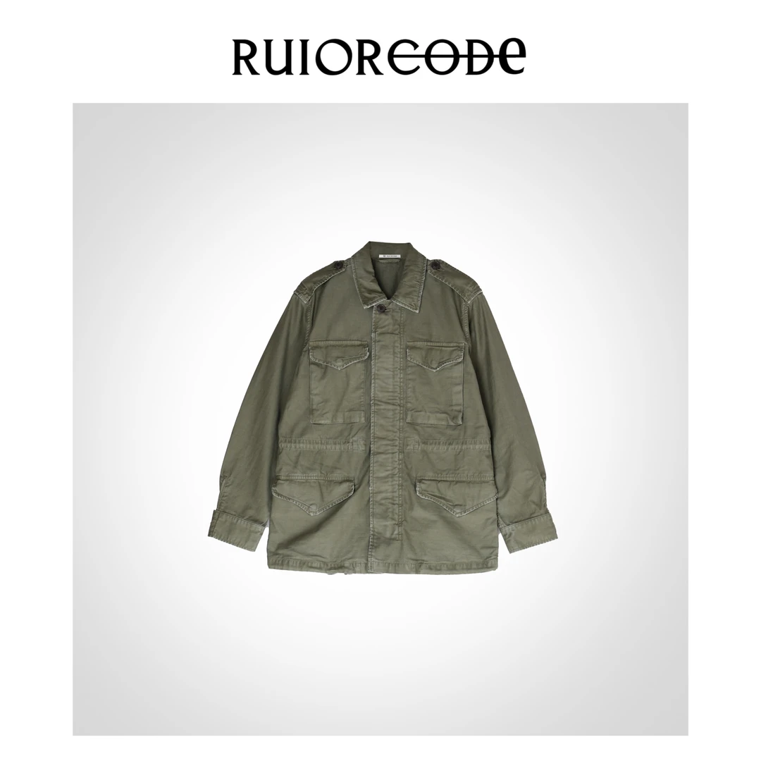 【RUIORCODE】复古做旧翻领多口袋宽松休闲外套 理性消费#