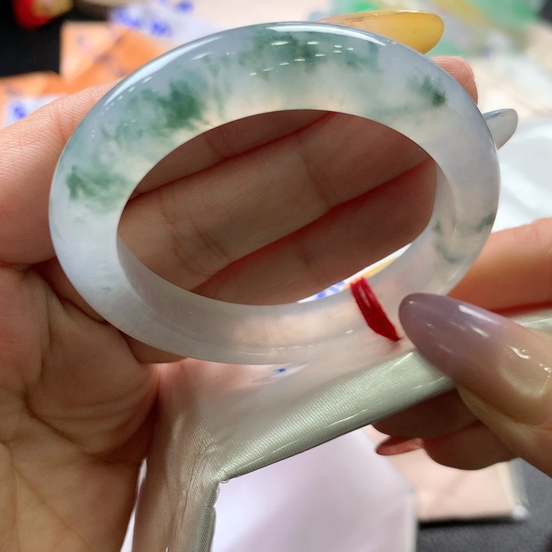 翡翠未镶嵌手镯53.5贵妃杠光大漏