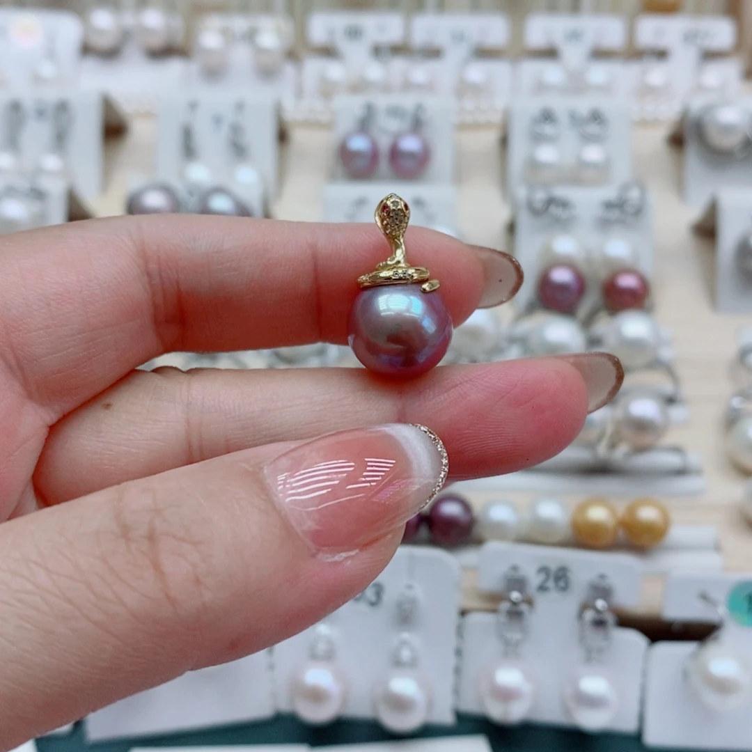 银S925镶嵌淡水珍珠耳饰