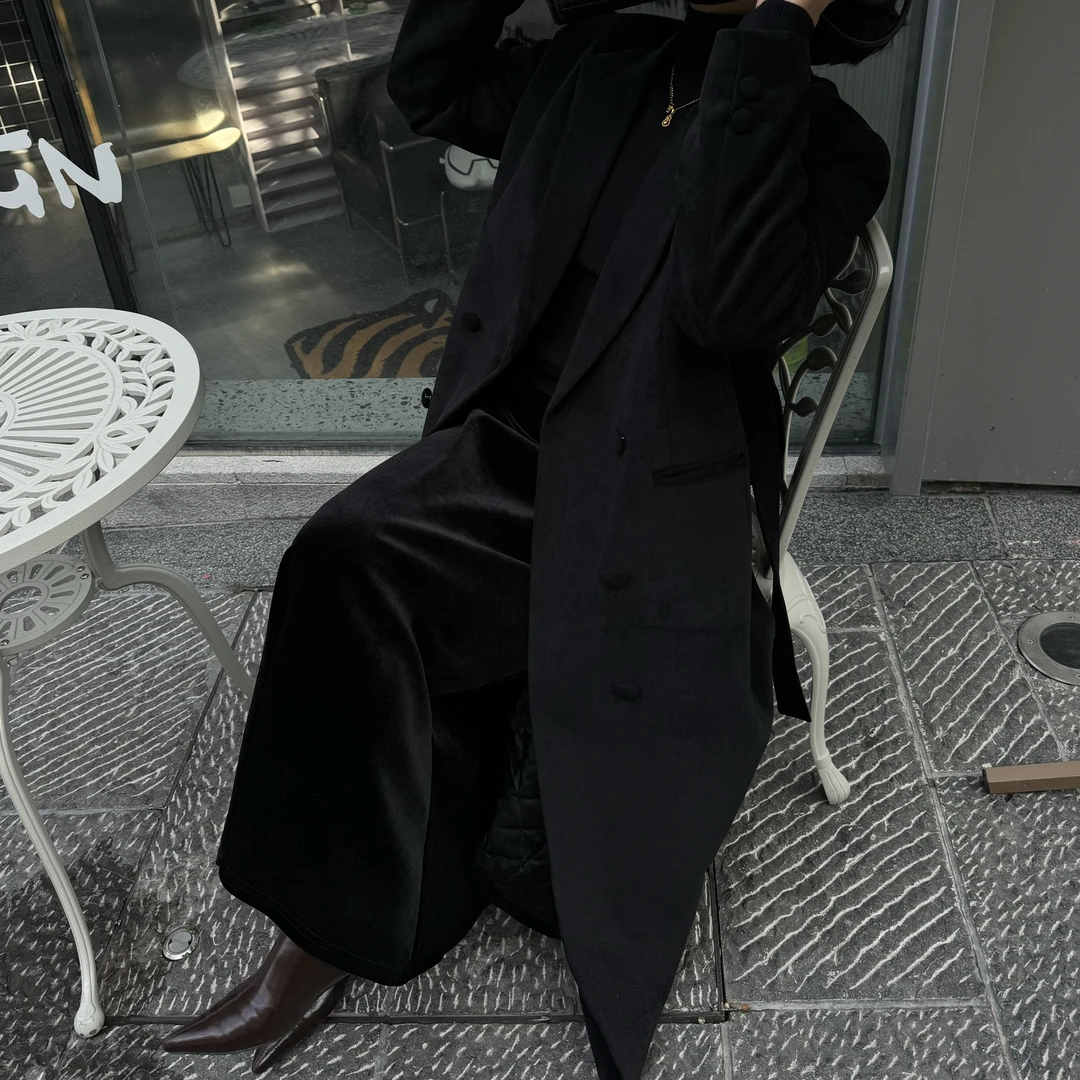 2025冬加厚雪尼尔长款大衣外套过膝