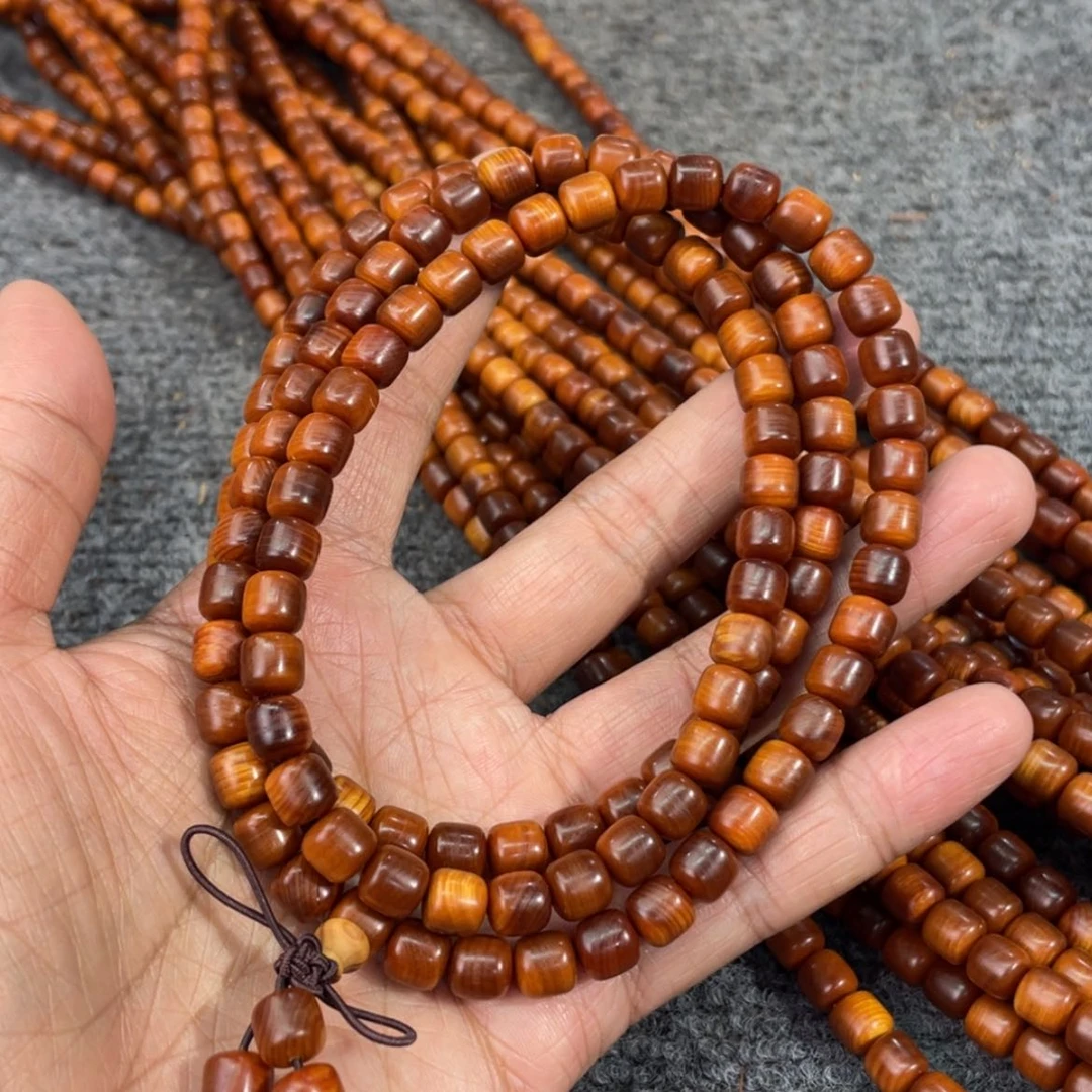 【闪购商品】柏木（崖柏）0.8柿红，桶珠，全透光，高油密