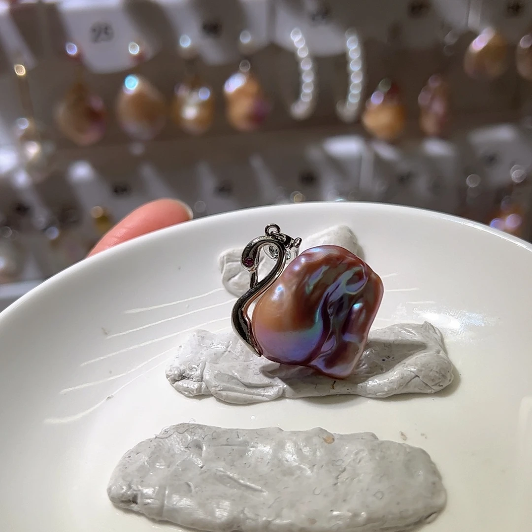 耳饰银S925镶嵌淡水珍珠