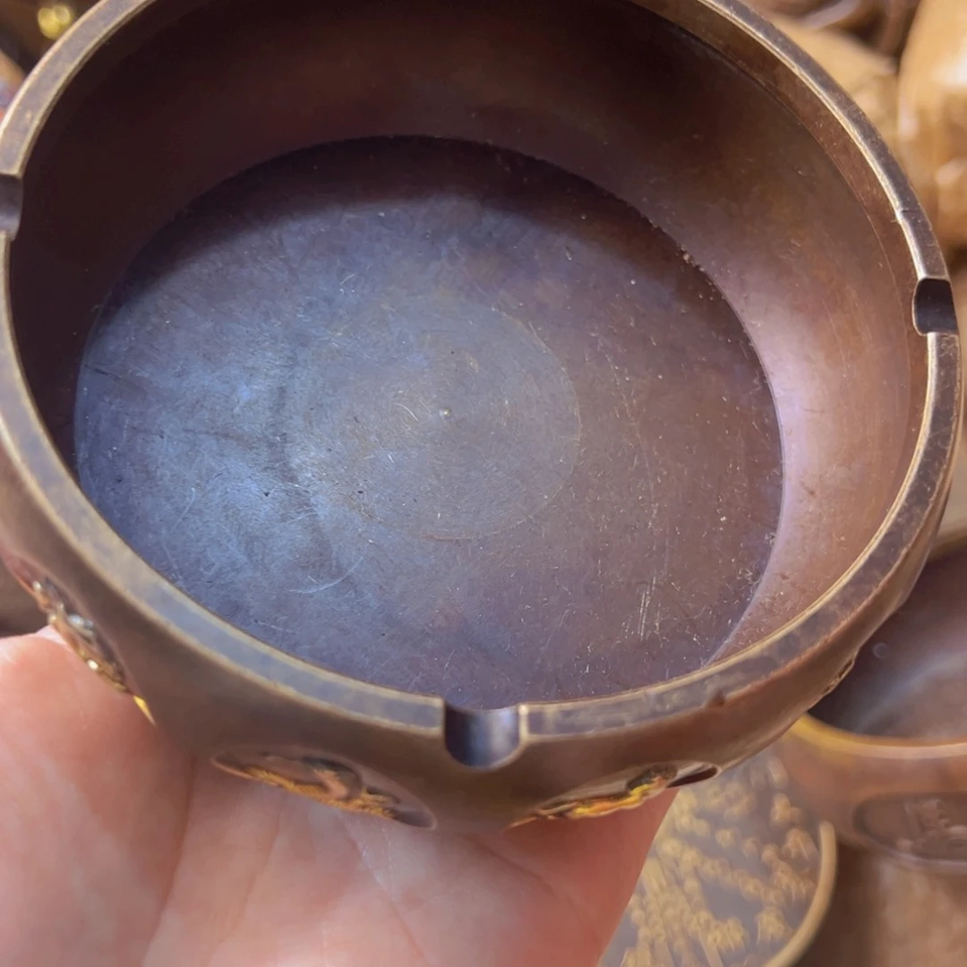 原矿风磨铜烟灰缸