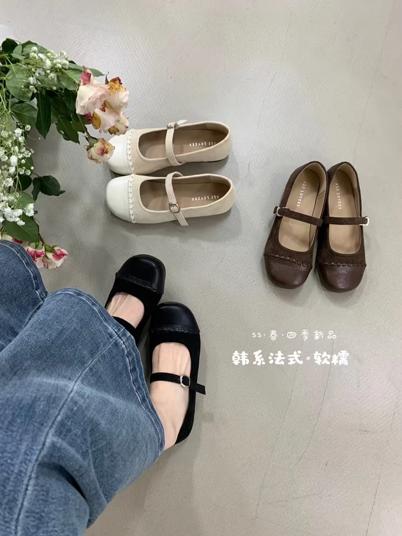 QQ-8秋季单鞋平底玛丽珍法式夏季女鞋春季复古浅口方头英伦风圆头