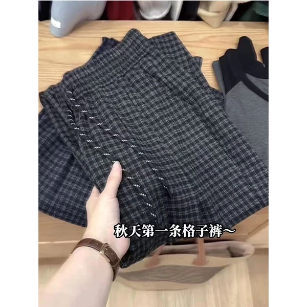 秋天第一条格子裤显瘦宽松格子格纹韩版直筒裤宽松慵懒休闲裤