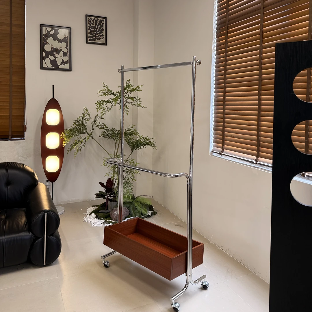 复古衣帽架落地卧室家用可移动奶油风法式收纳柜