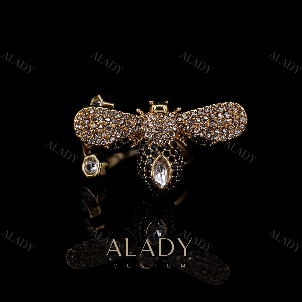 合金合成锆石戒指 【蜜语田园】满镶钻彩超闪时尚蜜蜂戒指