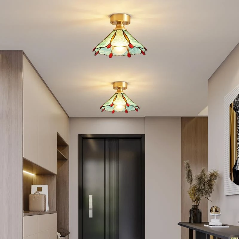 法式复古花朵入户玄关过道走廊阳台小吸顶灯卧室衣帽间飘窗氛围灯