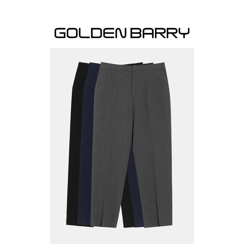 GOLDENBARRY|541151时尚百搭设计师款后腰开叉小脚西裤