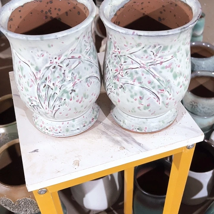 紫砂花盆口径14高度20两只正品