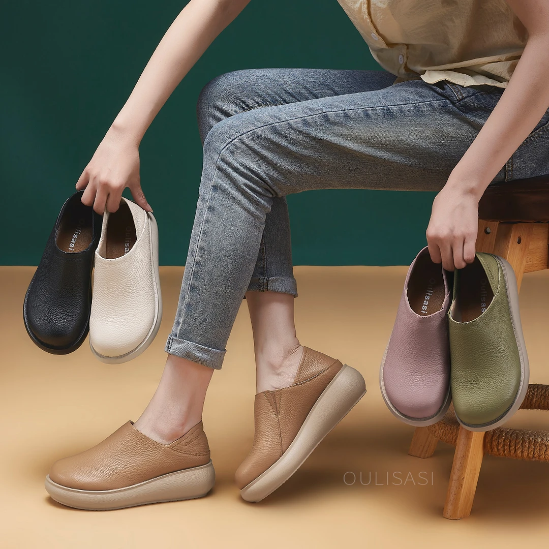 | 遇见-阳光 | 5公分 头层牛皮单鞋女春夏透气简约厚底百搭676