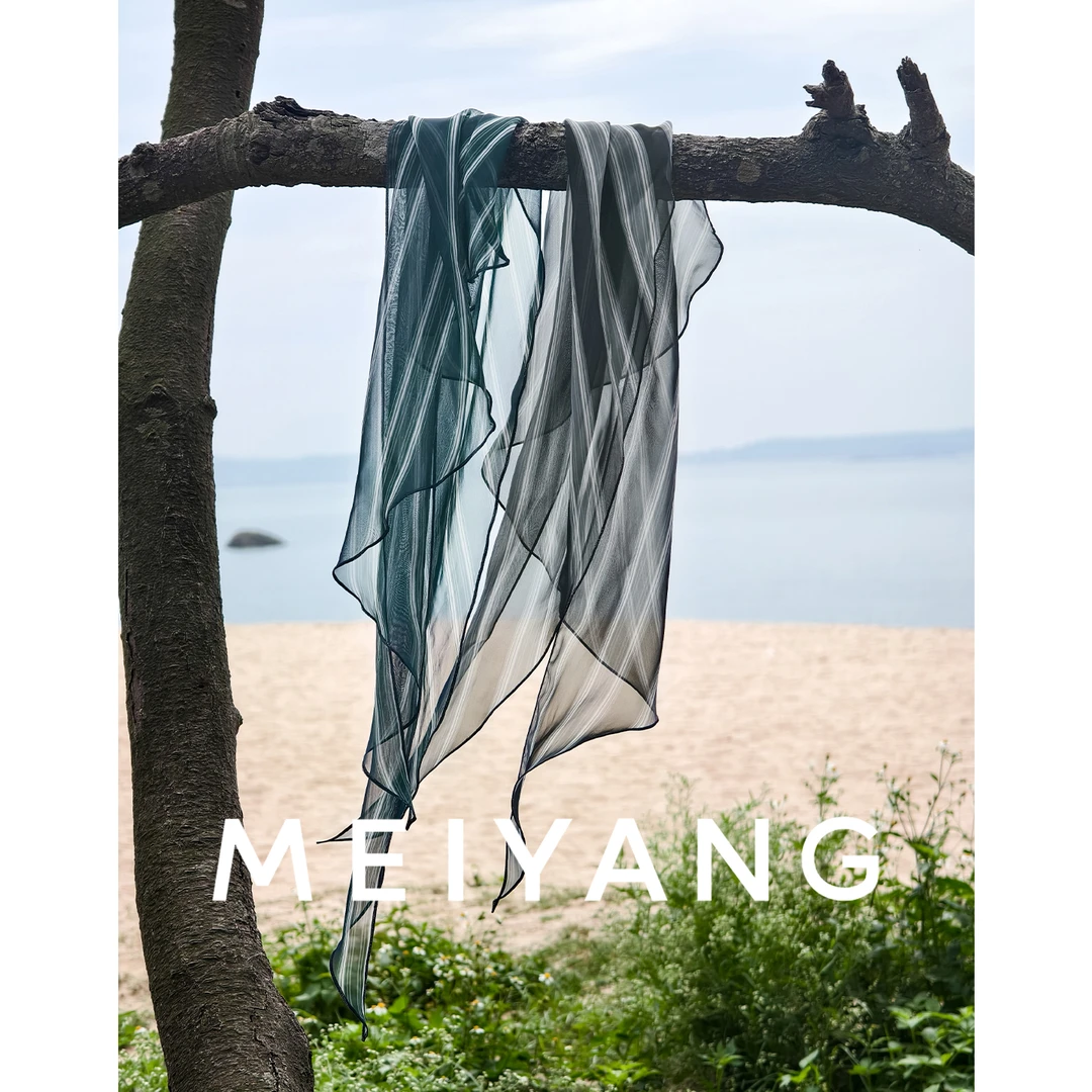 美洋MEIYANG 海藻条纹丝巾【商场同款】潮人小道具！仿真丝-周二