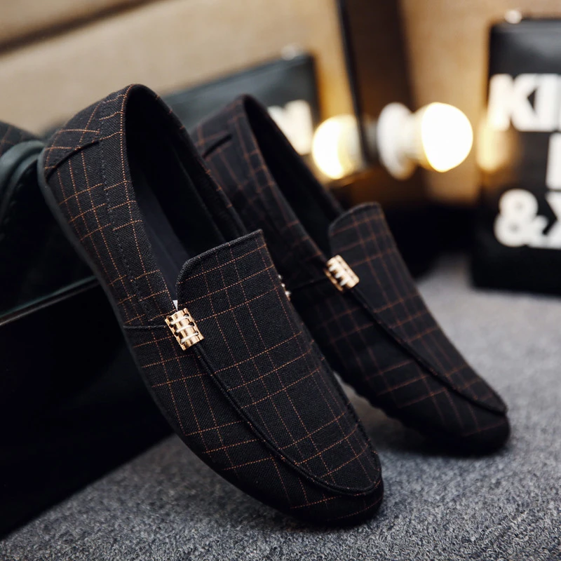 2025新款夏季运动休闲鞋男豆豆鞋男懒人鞋潮流一脚蹬布鞋子驾车