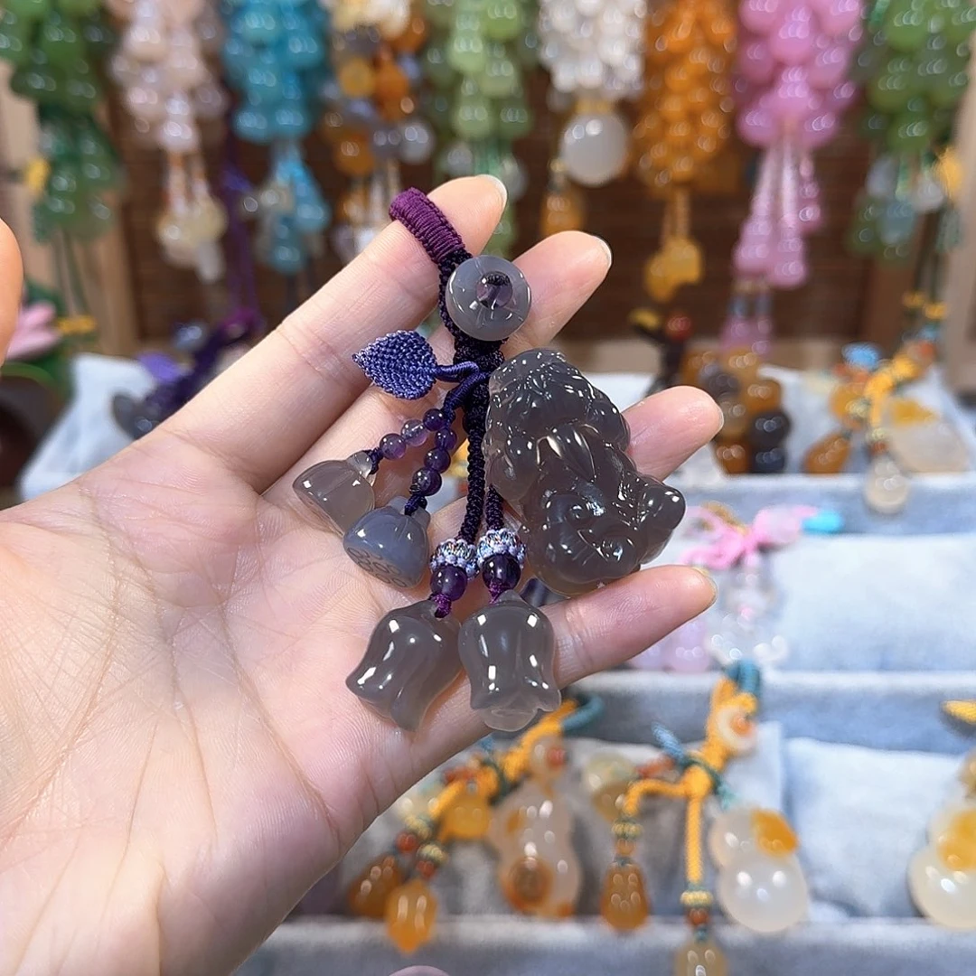 玛瑙/玉髓钥匙挂件福利款通货料子不挑带有包容点未用****7