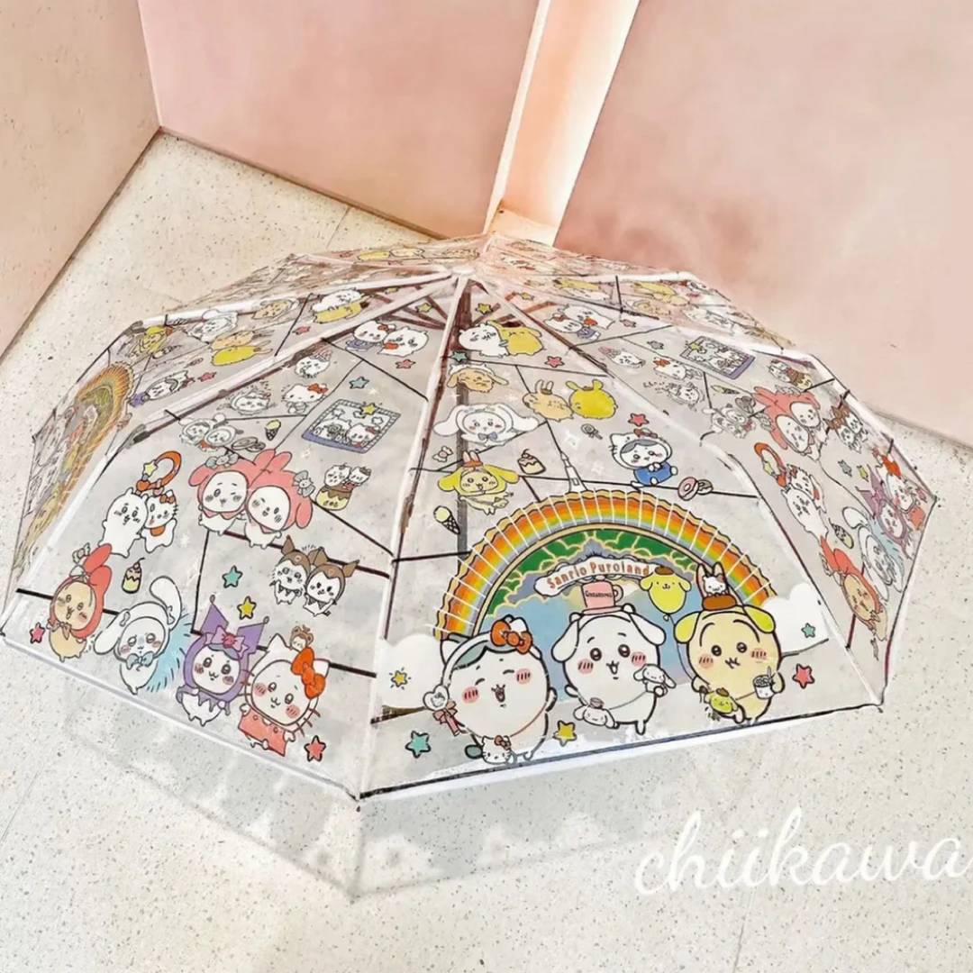 【乌萨奇】透明可爱卡通折叠全自动雨伞适合学生成人使用